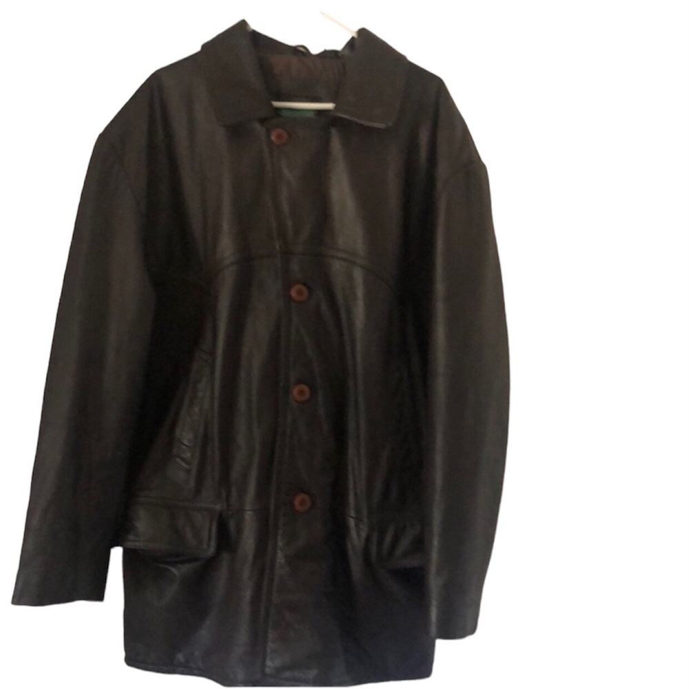 Men’s rare VTG Y2k garments Canada heavy blelted Y2k brown leather coat